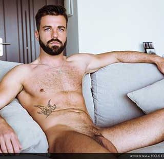 The perfect package - that is how handsome masculine dark-skinned Spaniard Hector De Silva can be described. With a sexy beard, piercing blue eyes...