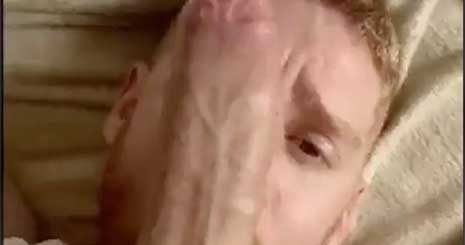 Vertically shot video of a giant, battering ram splitting open a very handsome redhead. Leander pushes himself to the limit by taking a cock that is clearly an inch longer than his entire skull.
