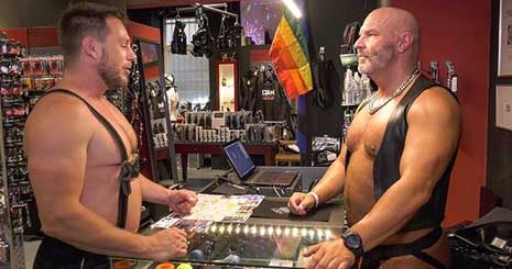 Muscle hunks Hans Berlin and Ralph meet at the bdsm store where they take advantage of the fact that they are surrounded by kinky tools of pleasure. Hans and Ralph with have a hardcore session which they’ll never be able to forget.