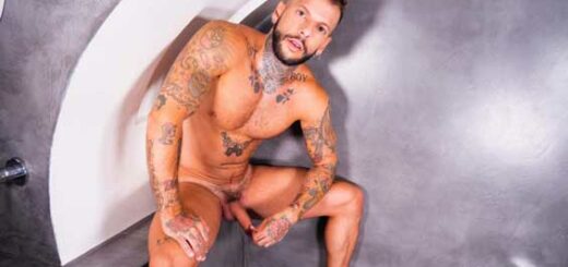 Vikko Vigo is an expert at teasing and you can’t help but admire his round tight ass in his white and black jockstrap. He is Hot AF with his handsome, bearded face and his ink-covered body...