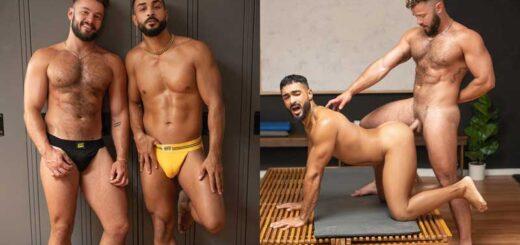 Hayden walks in on Diego getting undressed in the locker room, and he likes what he sees. Diego is planning on working out his chest today, and Hayden asks, "Want to work out together?"