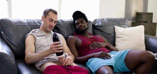 Two straight buddies, Devin Trez and Damien White, are hanging out at Devin’s house, watching TV on the couch. As they flip through channels, Devin asks Damien how things are going with his