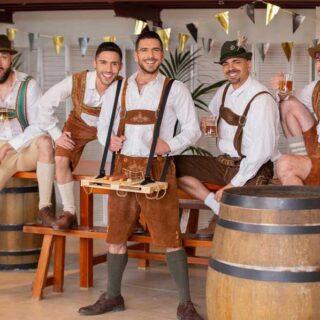 All dressed up in his lederhosen, Luciano can't wait to try everything Oktoberfest has to offer, especially the big sausages. He's suddenly even hungrier when he sees hot waiter Paddy O'Brian!